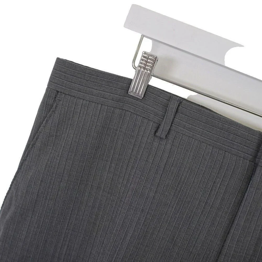Joseph Jos A Bank Wool Gray Striped 2 Piece Suit 40R / Slim 42R 38/30 Flat Front